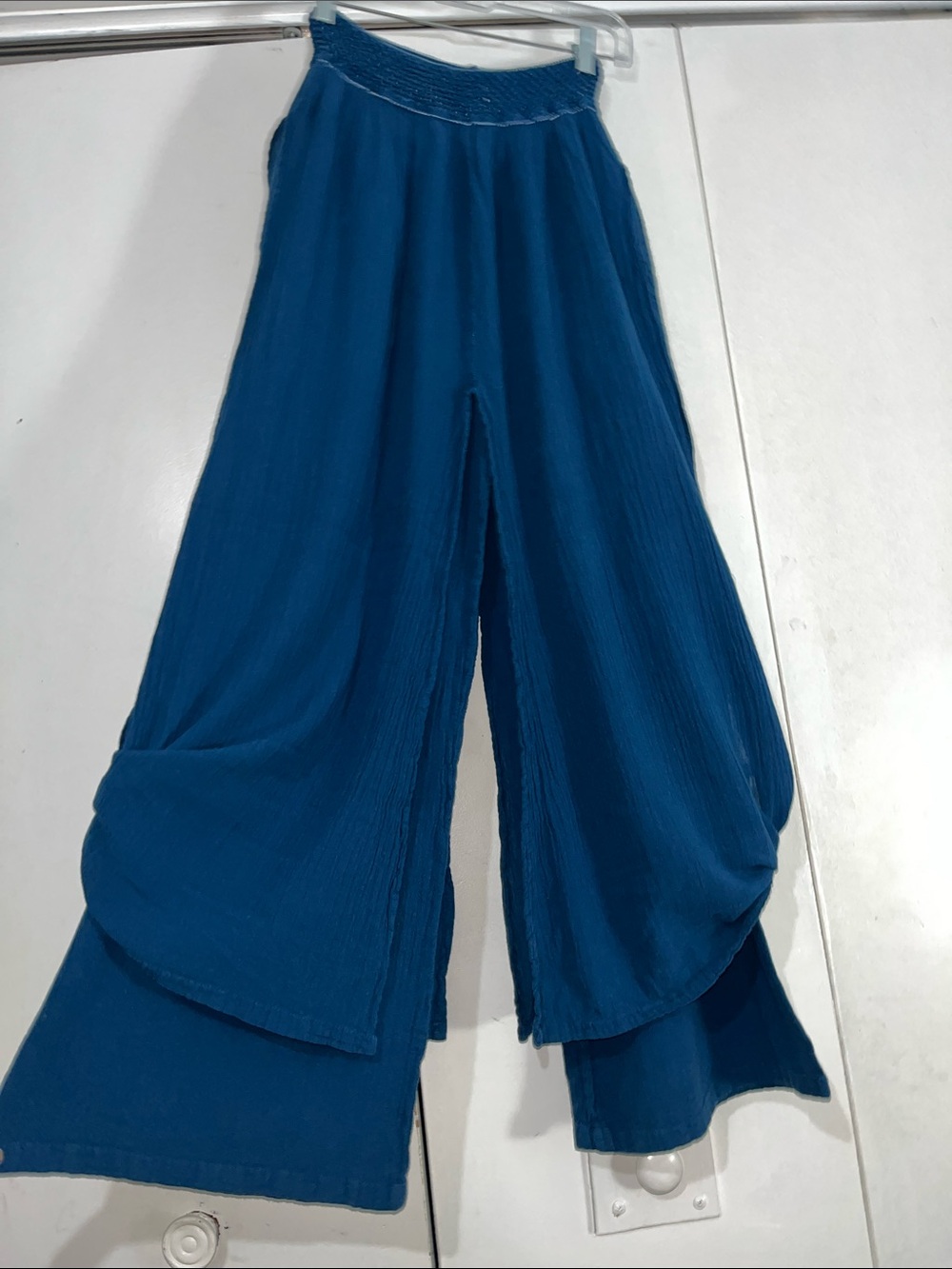 Cottonways Wide Leg Cotton Gauzy Layered Palazzo Pants